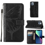 Capa de telemóvel em pele com borboleta em relevo, para iPhone 16 Pro, para iPhone 16 Plus, para iPhone 16, para iPhone 15 Pro Max, para iPhone 15 Pro, para iPhone 15 Plus