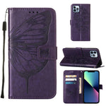 Capa de telemóvel em pele com borboleta em relevo, para iPhone 16 Pro, para iPhone 16 Plus, para iPhone 16, para iPhone 15 Pro Max, para iPhone 15 Pro, para iPhone 15 Plus