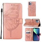 Capa de telemóvel em pele com borboleta em relevo, para iPhone 16 Pro, para iPhone 16 Plus, para iPhone 16, para iPhone 15 Pro Max, para iPhone 15 Pro, para iPhone 15 Plus