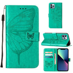 Capa de telemóvel em pele com borboleta em relevo, para iPhone 16 Pro, para iPhone 16 Plus, para iPhone 16, para iPhone 15 Pro Max, para iPhone 15 Pro, para iPhone 15 Plus