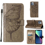 Capa de telemóvel em pele com borboleta em relevo, para iPhone 16 Pro, para iPhone 16 Plus, para iPhone 16, para iPhone 15 Pro Max, para iPhone 15 Pro, para iPhone 15 Plus