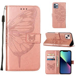 Capa de telemóvel em pele com borboleta em relevo, para iPhone 16 Pro, para iPhone 16 Plus, para iPhone 16, para iPhone 15 Pro Max, para iPhone 15 Pro, para iPhone 15 Plus
