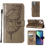 Capa de telemóvel em pele com borboleta em relevo, para iPhone 16 Pro, para iPhone 16 Plus, para iPhone 16, para iPhone 15 Pro Max, para iPhone 15 Pro, para iPhone 15 Plus