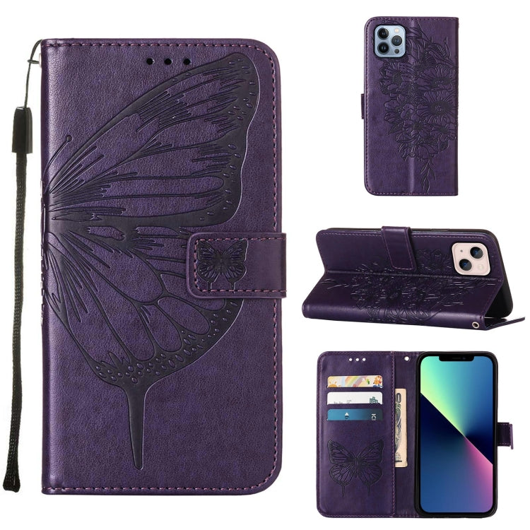 Capa de telemóvel em pele com borboleta em relevo, para iPhone 15, para iPod Touch 7 / 6 / 5