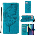 Capa de telemóvel em pele com borboleta em relevo, para iPhone 15, para iPod Touch 7 / 6 / 5
