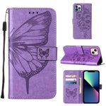 Capa de telemóvel em pele com borboleta em relevo, para iPhone 15, para iPod Touch 7 / 6 / 5