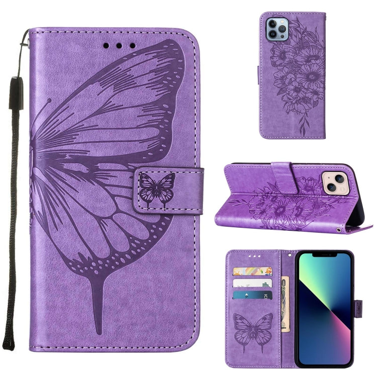 Capa de telemóvel em pele com borboleta em relevo, para iPhone 15, para iPod Touch 7 / 6 / 5