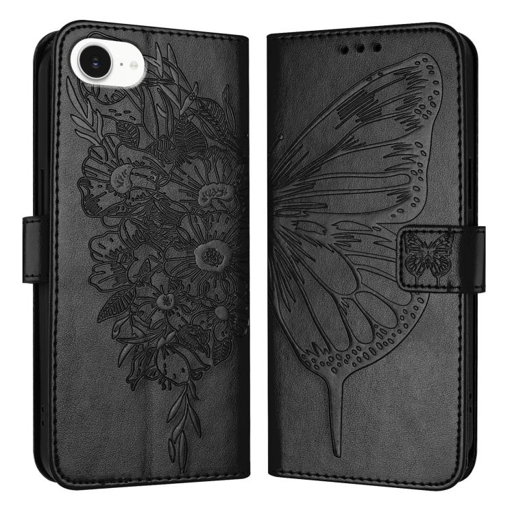 Capa para telemóvel em pele com borboleta em relevo, para iPhone 17e / 16e, para iPhone 17 Pro Max, para iPhone 17 Pro, para iPhone 17, para iPhone Air, para iPhone 16 Pro Max