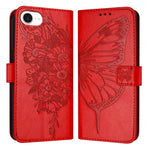 Capa para telemóvel em pele com borboleta em relevo, para iPhone 17e / 16e, para iPhone 17 Pro Max, para iPhone 17 Pro, para iPhone 17, para iPhone Air, para iPhone 16 Pro Max
