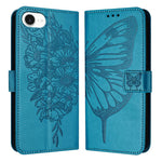 Capa para telemóvel em pele com borboleta em relevo, para iPhone 17e / 16e, para iPhone 17 Pro Max, para iPhone 17 Pro, para iPhone 17, para iPhone Air, para iPhone 16 Pro Max