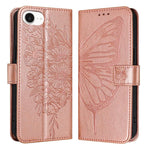 Capa para telemóvel em pele com borboleta em relevo, para iPhone 17e / 16e, para iPhone 17 Pro Max, para iPhone 17 Pro, para iPhone 17, para iPhone Air, para iPhone 16 Pro Max