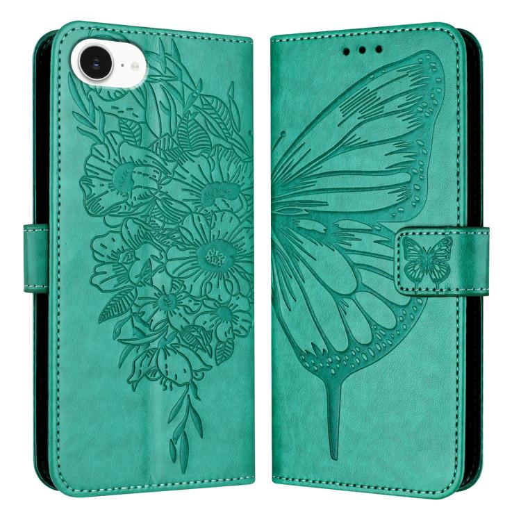 Capa para telemóvel em pele com borboleta em relevo, para iPhone 17e / 16e, para iPhone 17 Pro Max, para iPhone 17 Pro, para iPhone 17, para iPhone Air, para iPhone 16 Pro Max