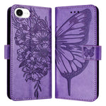 Capa para telemóvel em pele com borboleta em relevo, para iPhone 17e / 16e, para iPhone 17 Pro Max, para iPhone 17 Pro, para iPhone 17, para iPhone Air, para iPhone 16 Pro Max