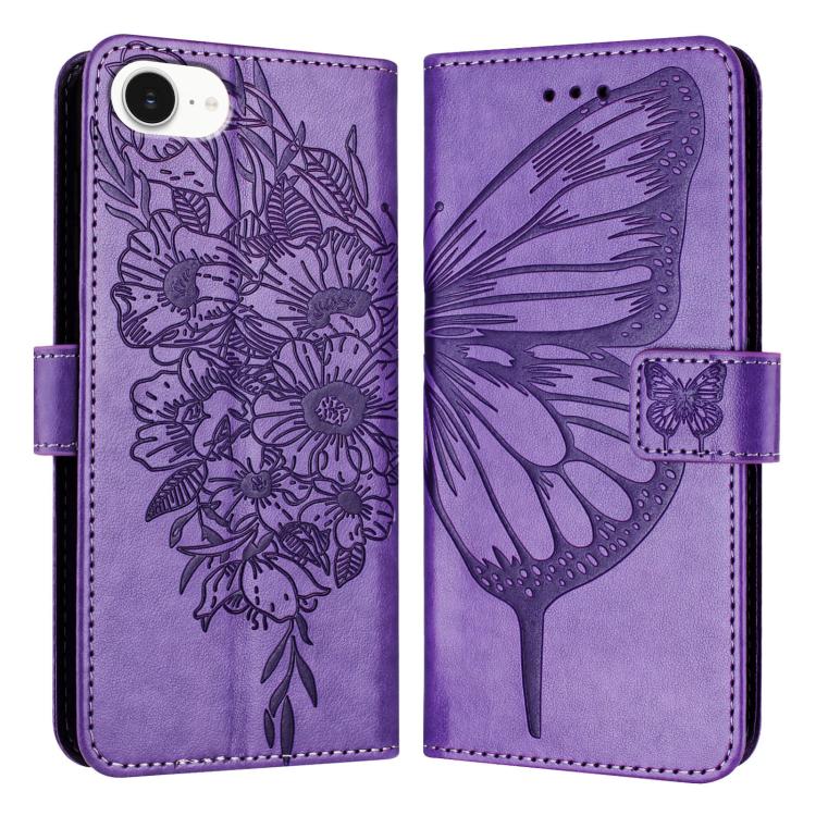 Capa para telemóvel em pele com borboleta em relevo, para iPhone 17e / 16e, para iPhone 17 Pro Max, para iPhone 17 Pro, para iPhone 17, para iPhone Air, para iPhone 16 Pro Max