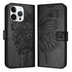 Capa para telemóvel em pele com borboleta em relevo, para iPhone 17e / 16e, para iPhone 17 Pro Max, para iPhone 17 Pro, para iPhone 17, para iPhone Air, para iPhone 16 Pro Max