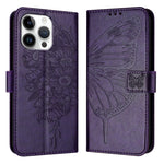 Capa para telemóvel em pele com borboleta em relevo, para iPhone 17e / 16e, para iPhone 17 Pro Max, para iPhone 17 Pro, para iPhone 17, para iPhone Air, para iPhone 16 Pro Max
