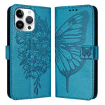 Capa para telemóvel em pele com borboleta em relevo, para iPhone 17e / 16e, para iPhone 17 Pro Max, para iPhone 17 Pro, para iPhone 17, para iPhone Air, para iPhone 16 Pro Max