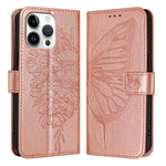 Capa para telemóvel em pele com borboleta em relevo, para iPhone 17e / 16e, para iPhone 17 Pro Max, para iPhone 17 Pro, para iPhone 17, para iPhone Air, para iPhone 16 Pro Max