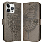 Capa para telemóvel em pele com borboleta em relevo, para iPhone 17e / 16e, para iPhone 17 Pro Max, para iPhone 17 Pro, para iPhone 17, para iPhone Air, para iPhone 16 Pro Max