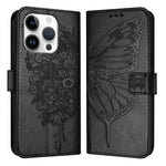 Capa de telemóvel em pele com borboleta em relevo, para iPhone 16 Pro, para iPhone 16 Plus, para iPhone 16, para iPhone 15 Pro Max, para iPhone 15 Pro, para iPhone 15 Plus
