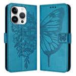 Capa de telemóvel em pele com borboleta em relevo, para iPhone 16 Pro, para iPhone 16 Plus, para iPhone 16, para iPhone 15 Pro Max, para iPhone 15 Pro, para iPhone 15 Plus