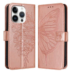 Capa de telemóvel em pele com borboleta em relevo, para iPhone 16 Pro, para iPhone 16 Plus, para iPhone 16, para iPhone 15 Pro Max, para iPhone 15 Pro, para iPhone 15 Plus