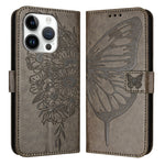 Capa de telemóvel em pele com borboleta em relevo, para iPhone 16 Pro, para iPhone 16 Plus, para iPhone 16, para iPhone 15 Pro Max, para iPhone 15 Pro, para iPhone 15 Plus