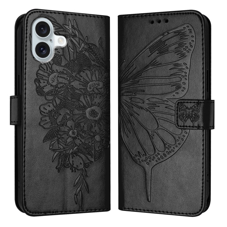 Capa de telemóvel em pele com borboleta em relevo, para iPhone 16 Pro, para iPhone 16 Plus, para iPhone 16, para iPhone 15 Pro Max, para iPhone 15 Pro, para iPhone 15 Plus