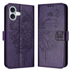 Capa de telemóvel em pele com borboleta em relevo, para iPhone 16 Pro, para iPhone 16 Plus, para iPhone 16, para iPhone 15 Pro Max, para iPhone 15 Pro, para iPhone 15 Plus