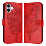 Capa de telemóvel em pele com borboleta em relevo, para iPhone 16 Pro, para iPhone 16 Plus, para iPhone 16, para iPhone 15 Pro Max, para iPhone 15 Pro, para iPhone 15 Plus