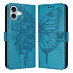 Capa de telemóvel em pele com borboleta em relevo, para iPhone 16 Pro, para iPhone 16 Plus, para iPhone 16, para iPhone 15 Pro Max, para iPhone 15 Pro, para iPhone 15 Plus
