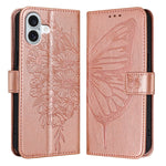 Capa de telemóvel em pele com borboleta em relevo, para iPhone 16 Pro, para iPhone 16 Plus, para iPhone 16, para iPhone 15 Pro Max, para iPhone 15 Pro, para iPhone 15 Plus
