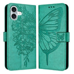 Capa de telemóvel em pele com borboleta em relevo, para iPhone 16 Pro, para iPhone 16 Plus, para iPhone 16, para iPhone 15 Pro Max, para iPhone 15 Pro, para iPhone 15 Plus