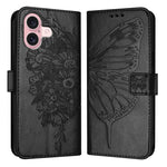 Capa de telemóvel em pele com borboleta em relevo, para iPhone 16 Pro, para iPhone 16 Plus, para iPhone 16, para iPhone 15 Pro Max, para iPhone 15 Pro, para iPhone 15 Plus