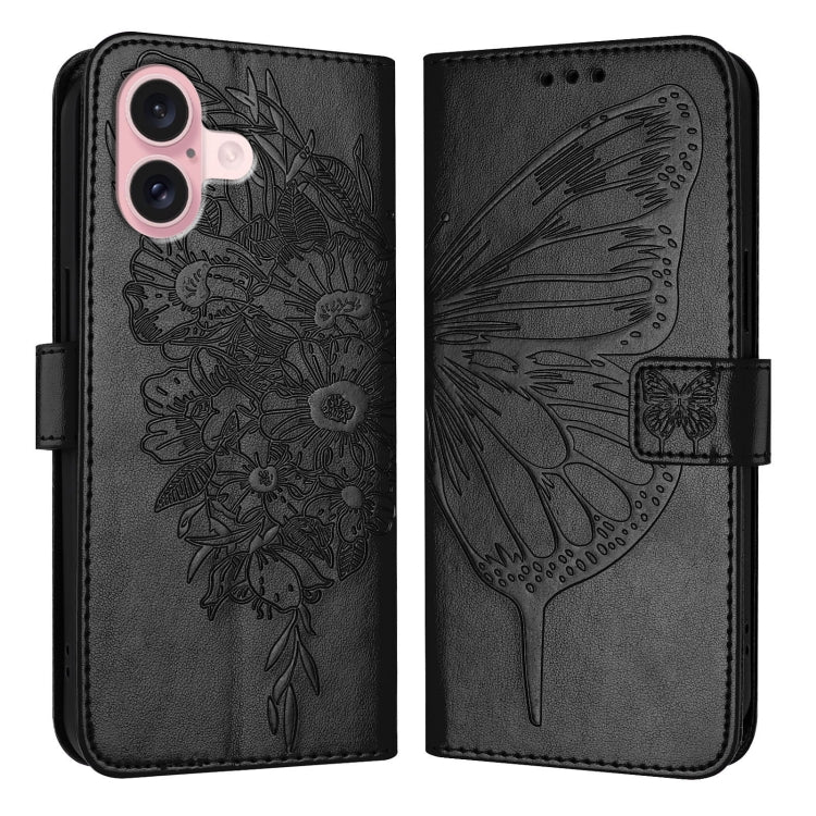 Capa de telemóvel em pele com borboleta em relevo, para iPhone 16 Pro, para iPhone 16 Plus, para iPhone 16, para iPhone 15 Pro Max, para iPhone 15 Pro, para iPhone 15 Plus