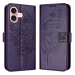 Capa de telemóvel em pele com borboleta em relevo, para iPhone 16 Pro, para iPhone 16 Plus, para iPhone 16, para iPhone 15 Pro Max, para iPhone 15 Pro, para iPhone 15 Plus