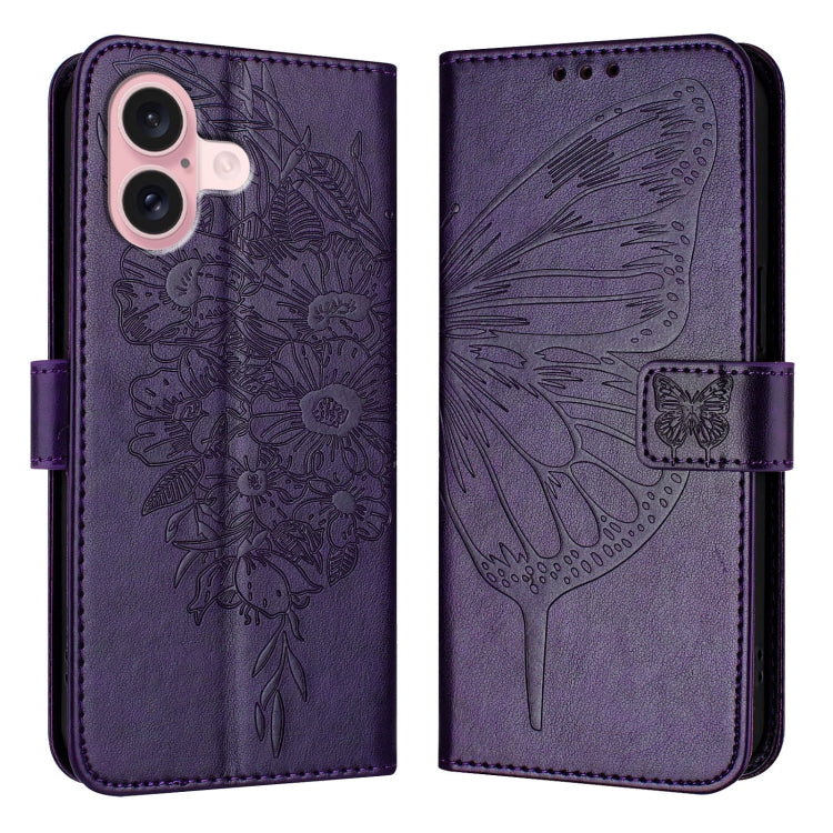 Capa de telemóvel em pele com borboleta em relevo, para iPhone 16 Pro, para iPhone 16 Plus, para iPhone 16, para iPhone 15 Pro Max, para iPhone 15 Pro, para iPhone 15 Plus