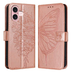 Capa de telemóvel em pele com borboleta em relevo, para iPhone 16 Pro, para iPhone 16 Plus, para iPhone 16, para iPhone 15 Pro Max, para iPhone 15 Pro, para iPhone 15 Plus