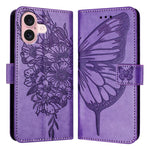 Capa de telemóvel em pele com borboleta em relevo, para iPhone 16 Pro, para iPhone 16 Plus, para iPhone 16, para iPhone 15 Pro Max, para iPhone 15 Pro, para iPhone 15 Plus