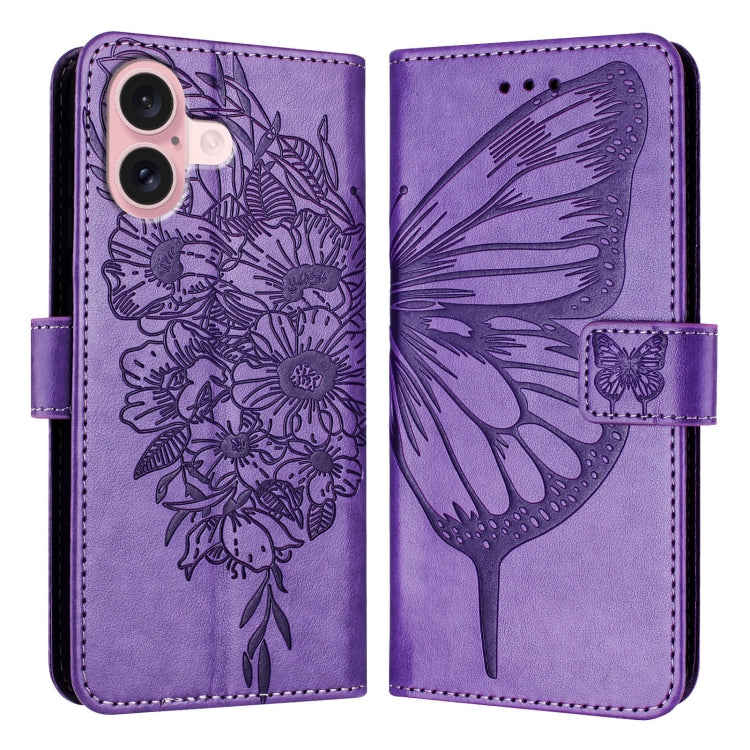 Capa de telemóvel em pele com borboleta em relevo, para iPhone 16 Pro, para iPhone 16 Plus, para iPhone 16, para iPhone 15 Pro Max, para iPhone 15 Pro, para iPhone 15 Plus