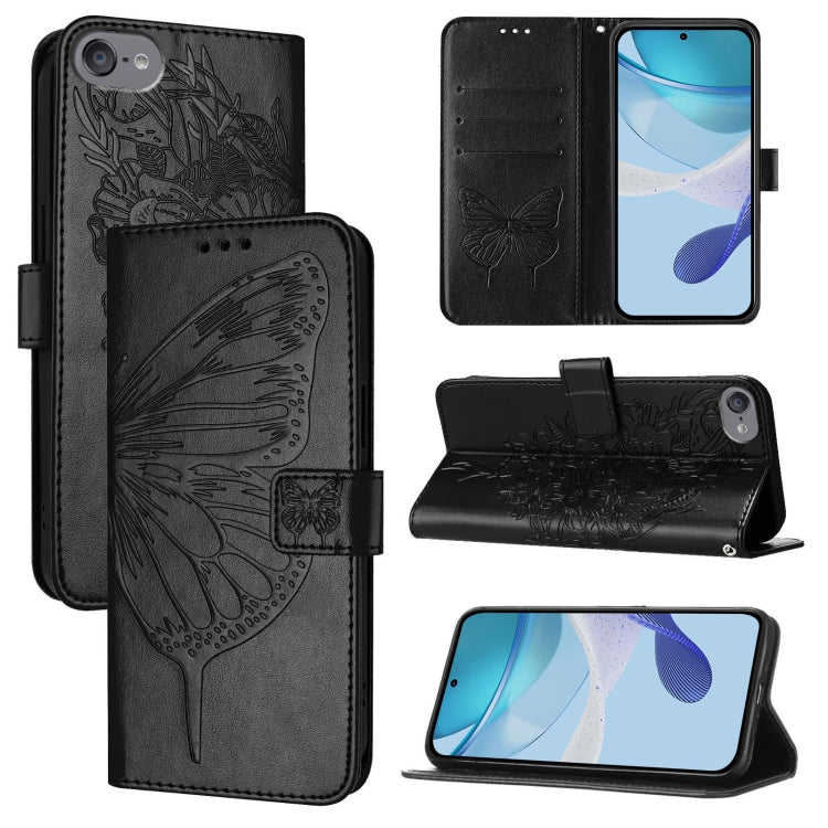 Capa de telemóvel em pele com borboleta em relevo, para iPhone 15, para iPod Touch 7 / 6 / 5