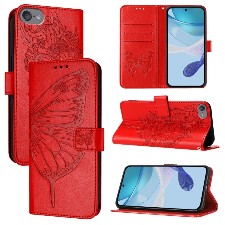 Capa de telemóvel em pele com borboleta em relevo, para iPhone 15, para iPod Touch 7 / 6 / 5
