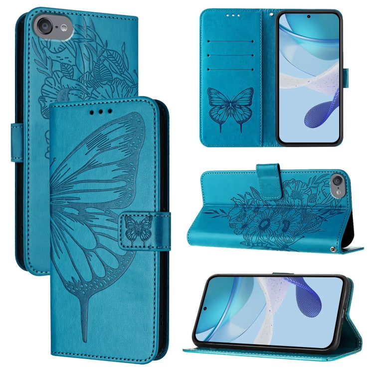 Capa de telemóvel em pele com borboleta em relevo, para iPhone 15, para iPod Touch 7 / 6 / 5