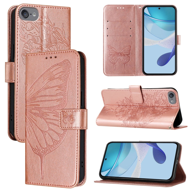 Capa de telemóvel em pele com borboleta em relevo, para iPhone 15, para iPod Touch 7 / 6 / 5