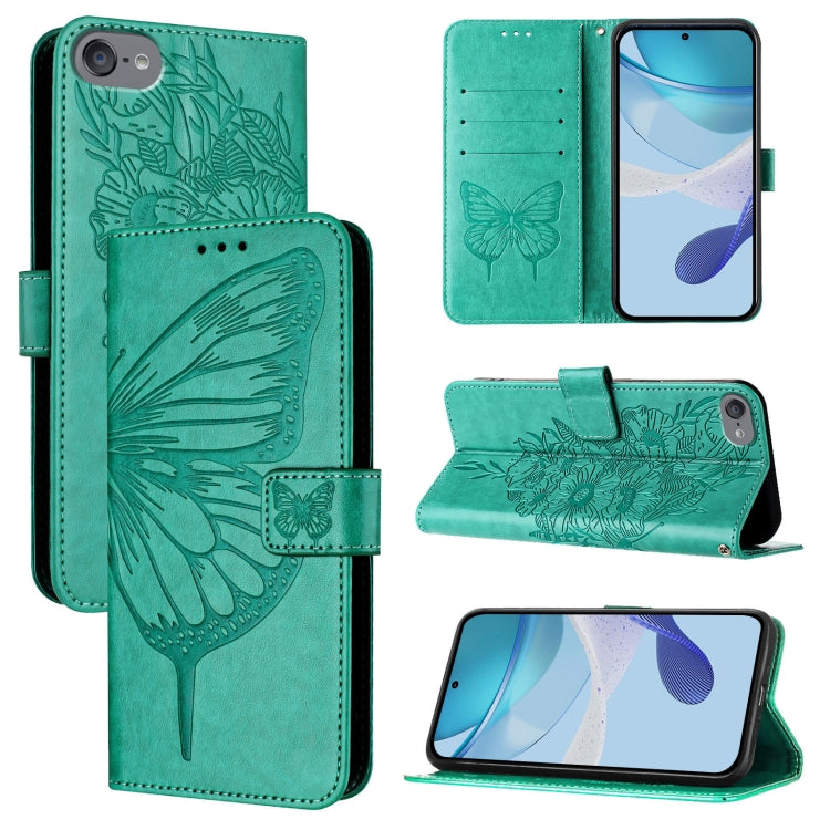 Capa de telemóvel em pele com borboleta em relevo, para iPhone 15, para iPod Touch 7 / 6 / 5