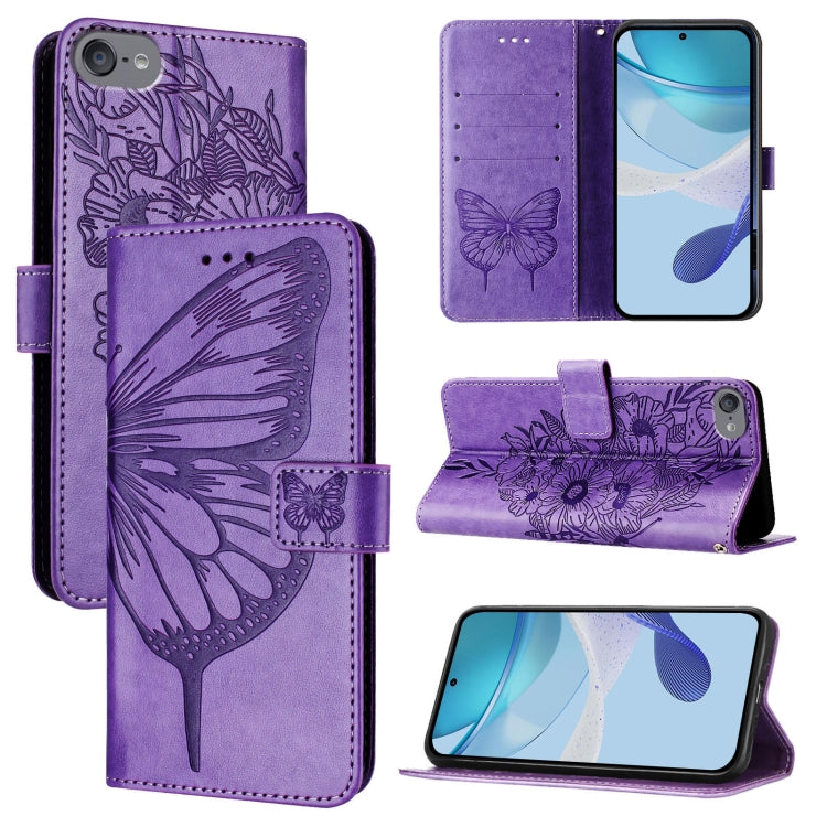 Capa de telemóvel em pele com borboleta em relevo, para iPhone 15, para iPod Touch 7 / 6 / 5