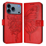 Capa para telemóvel em pele com borboleta em relevo, para iPhone 17e / 16e, para iPhone 17 Pro Max, para iPhone 17 Pro, para iPhone 17, para iPhone Air, para iPhone 16 Pro Max
