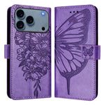 Capa para telemóvel em pele com borboleta em relevo, para iPhone 17e / 16e, para iPhone 17 Pro Max, para iPhone 17 Pro, para iPhone 17, para iPhone Air, para iPhone 16 Pro Max
