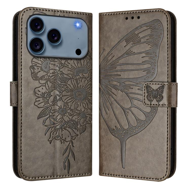 Capa para telemóvel em pele com borboleta em relevo, para iPhone 17e / 16e, para iPhone 17 Pro Max, para iPhone 17 Pro, para iPhone 17, para iPhone Air, para iPhone 16 Pro Max
