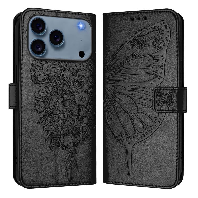 Capa para telemóvel em pele com borboleta em relevo, para iPhone 17e / 16e, para iPhone 17 Pro Max, para iPhone 17 Pro, para iPhone 17, para iPhone Air, para iPhone 16 Pro Max